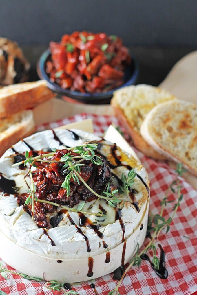 Bake Camembert With Black Garlic & Balsamic Sun Dried Tomatoes